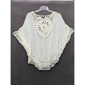Janice Accessories Crochet One Size Top Crepey Swim Coverup Boho Bohemian NWT
